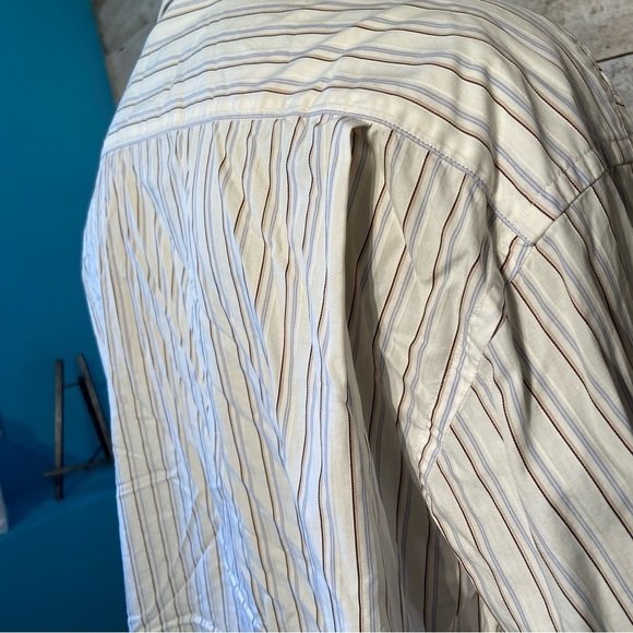 Vintage Givenchy men’s striped‎ button up  long-sleeved shirt in size 18 34-35 - Picture 7 of 11